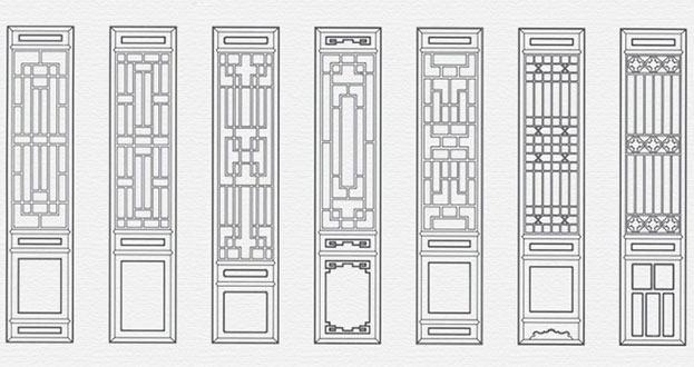 麻栗坡常用中式仿古花窗图案隔断设计图